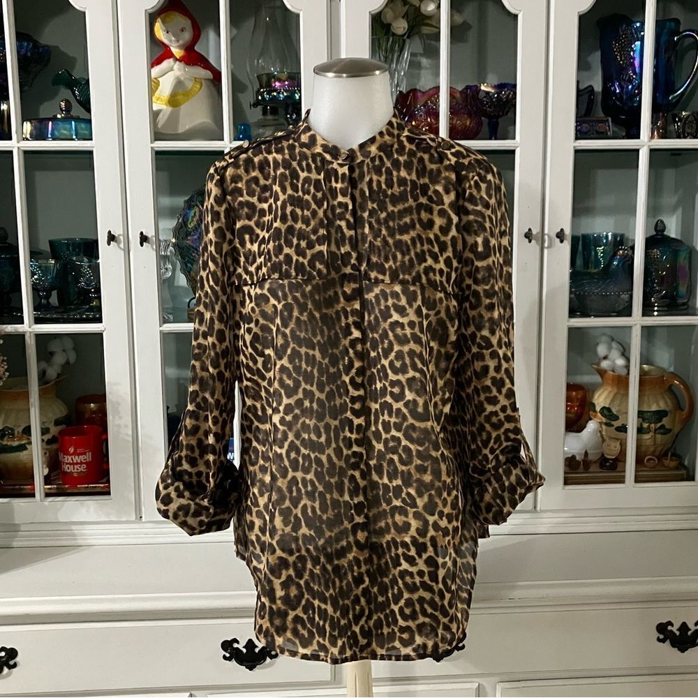 Leopard Print Blouse Size 10 Ann Taylor